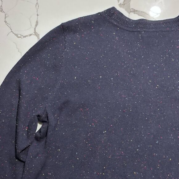 Talbots | Women’s Navy Speckled V neck Pullover Knit Sweater Sleeve Buttons Mp - Picture 10 of 14